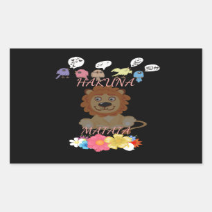 Sticker Rectangulaire Charmant "Flora and Fauna Hakuna Matata" Lion bébé