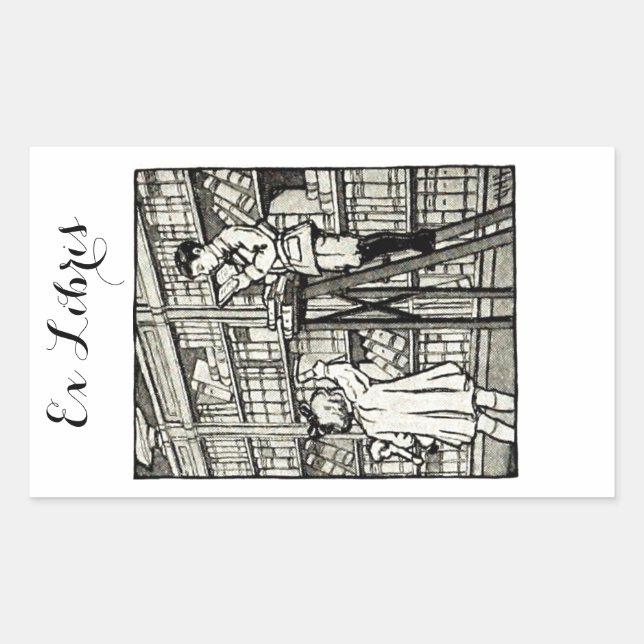Sticker Rectangulaire Charme Personnalisable Ex Libris Plaque de livre (Devant)