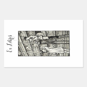 Sticker Rectangulaire Charme Personnalisable Ex Libris Plaque de livre