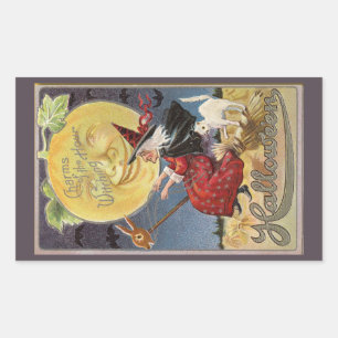 Sticker Rectangulaire Charmes de l'heure de la sorcière Halloween Vintag