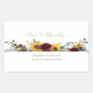 Sticker Rectangulaire Charming Fall Burgundy Sunflowers Mariage