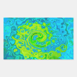 Sticker Rectangulaire Chartreuse Groovy et Tourbillon de Liquide Aquamar