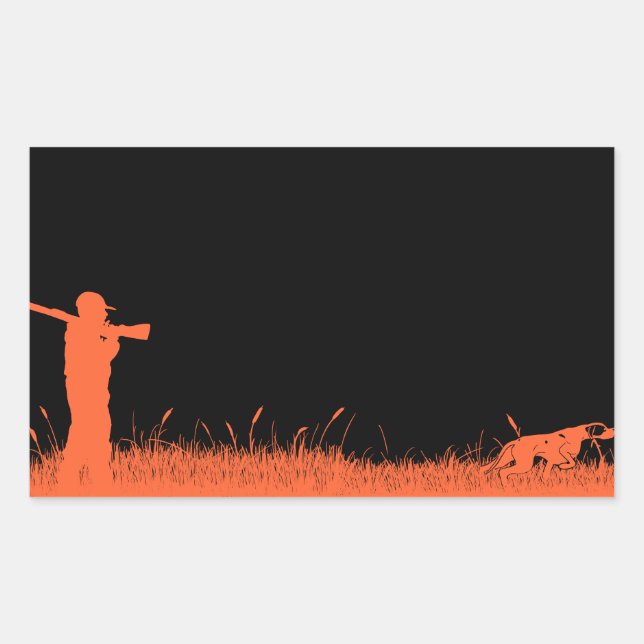 Sticker Rectangulaire Chasse aux chiens Graphic Orange Pointing Chasseur (Devant)