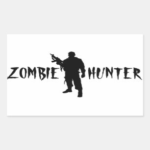 STICKER RECTANGULAIRE CHASSEUR ZOMBIE -STICKER