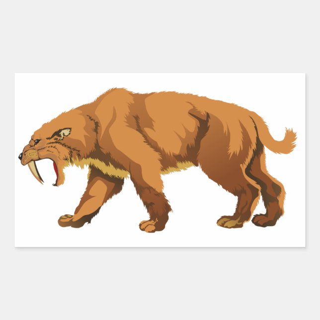 Sticker Rectangulaire Chat à dents de sabre (Devant)