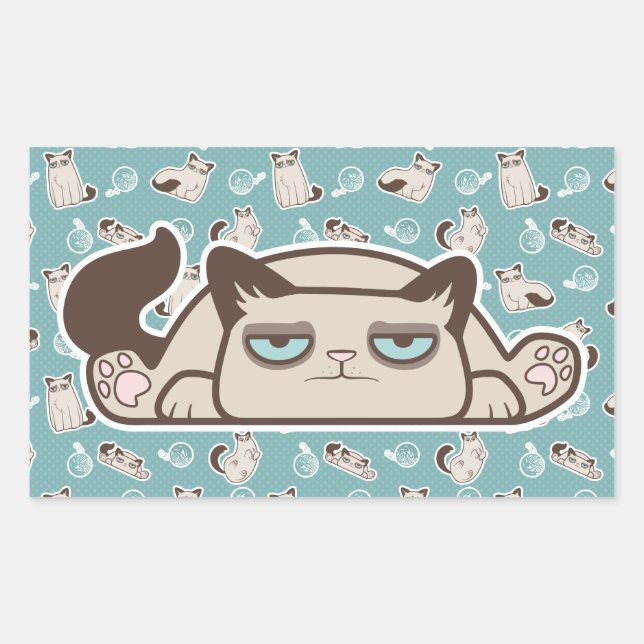 Sticker Rectangulaire Chat Cranky Kitty Lying Plat (Devant)