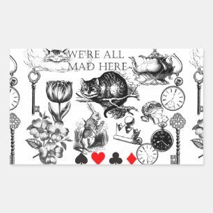 Sticker Rectangulaire Chat de Cheshire classique alice au pays des merve