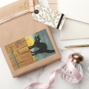 Sticker Rectangulaire Chat de Halloween joyeux vintage par Ellen Clapsad