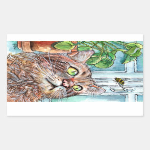Sticker Rectangulaire Chat et abeille