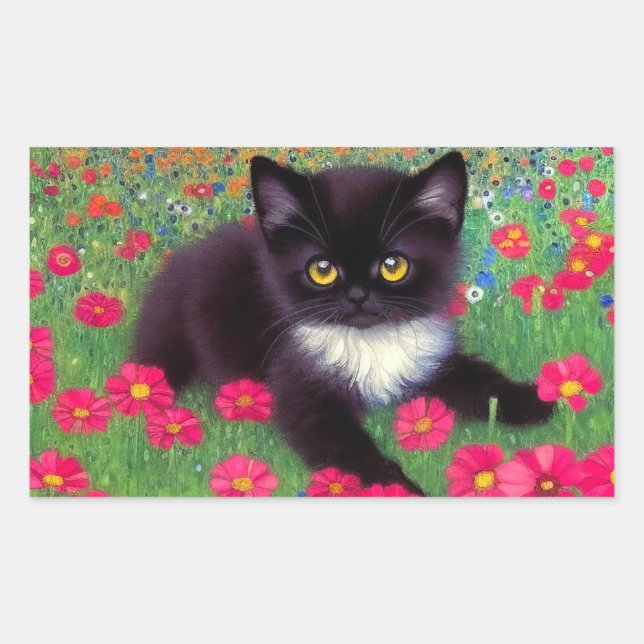Sticker Rectangulaire Chat Gustav Klimt Tuxedo (Devant)