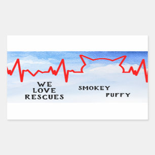 Sticker Rectangulaire Chat Heartbeat, Nous aimons les secours, aquarelle