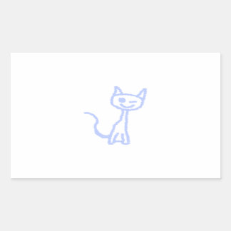 Sticker Rectangulaire Chat mignon en train de couler. Bleu.