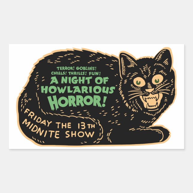 Sticker Rectangulaire Chat noir vintage Halloween (Devant)