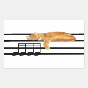 Sticker Rectangulaire Chat tigré musical de minou