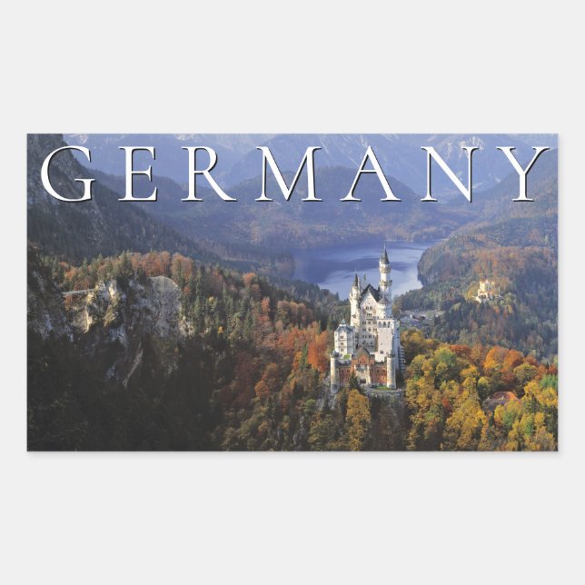 Sticker Rectangulaire Château de Neuschwanstein | Allemagne, Bavière (Devant)