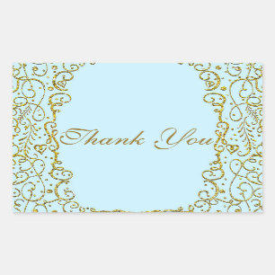 Sticker Rectangulaire Château en or bleu clair FÊTE D'ANNIVERSAIRE de pr