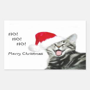 Sticker Rectangulaire Chaton de Joyeux Noël