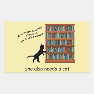 Sticker Rectangulaire Chats et livres