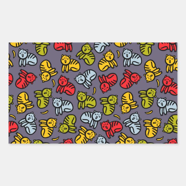 Sticker Rectangulaire Chats plus bananes (Devant)