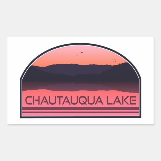 Sticker Rectangulaire Chautauqua Lake New York Red Sunrise (Devant)