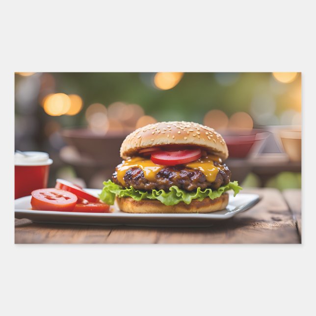 Sticker Rectangulaire Cheeseburger (Devant)