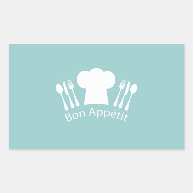 Sticker Rectangulaire Chef français Bon Appetit Restaurant ou cuisine (Devant)