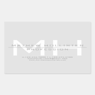 Sticker Rectangulaire Chemise grise pour hommes à monogramme