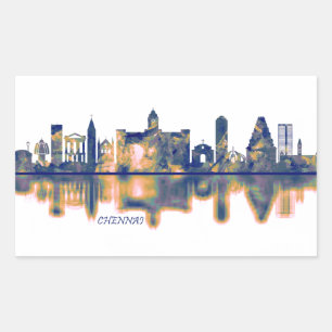 Sticker Rectangulaire Chennai Skyline