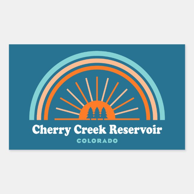 Sticker Rectangulaire Cherry Creek Réservoir Colorado Rainbow (Devant)