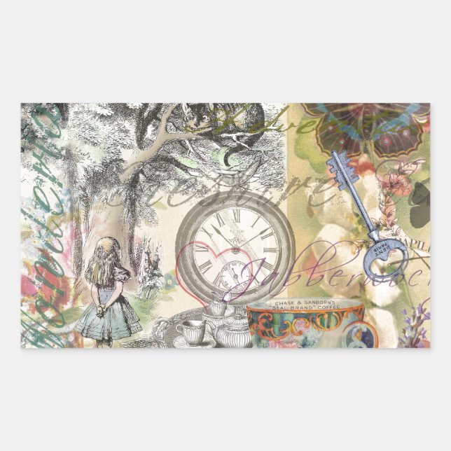 Sticker Rectangulaire Cheshire Chat Alice Wonderland Classic (Devant)