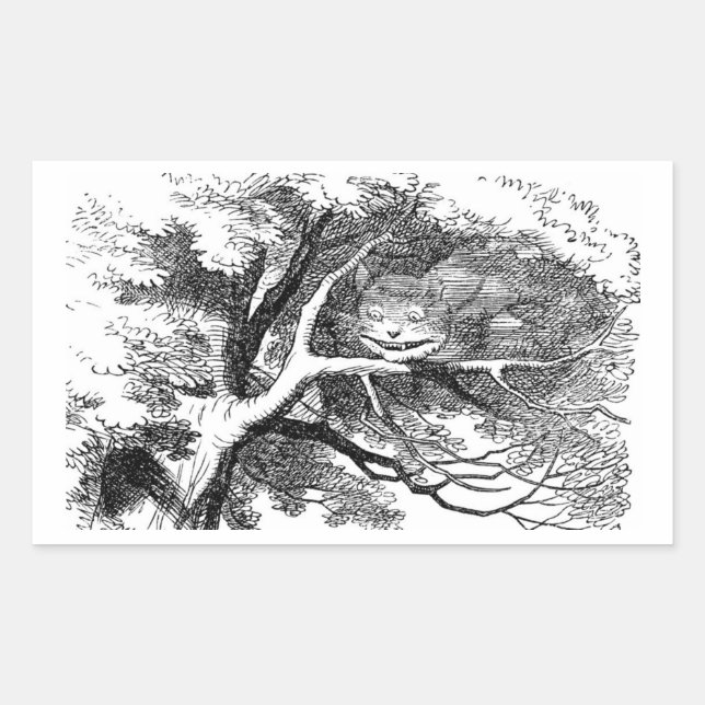 Sticker Rectangulaire Cheshire Chat caché dans un arbre (Devant)