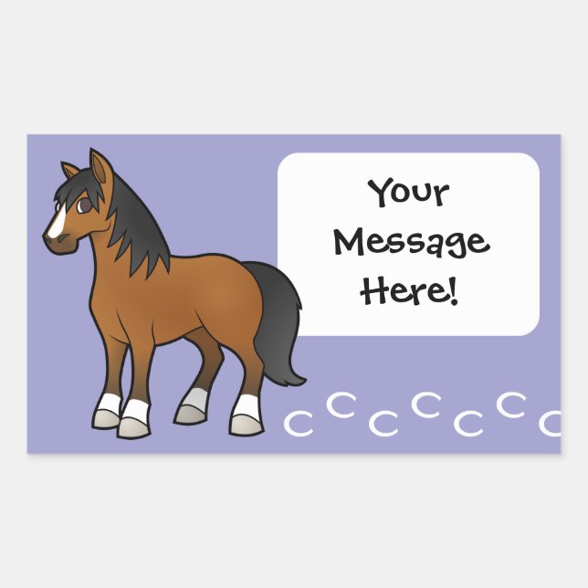 Sticker Rectangulaire Cheval de dessin (Devant)
