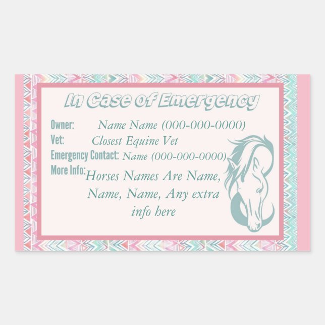 Sticker Rectangulaire Cheval en Coque d'urgence (Devant)