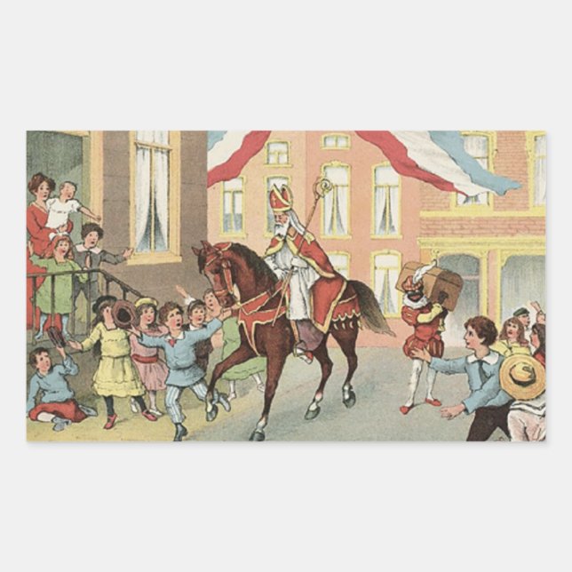 Sticker Rectangulaire Cheval équitation Sinterklaas Dutch St. Nick Vinta (Devant)