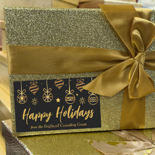 Sticker Rectangulaire Chic Company Holiday Black Gold Custom Cadeau