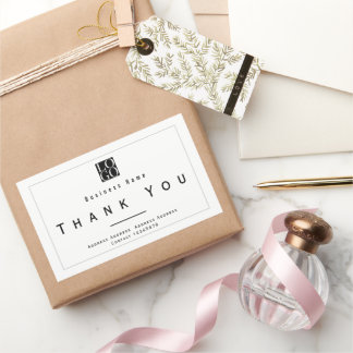 Sticker Rectangulaire Chic Minimalist Thank You Business Logo White