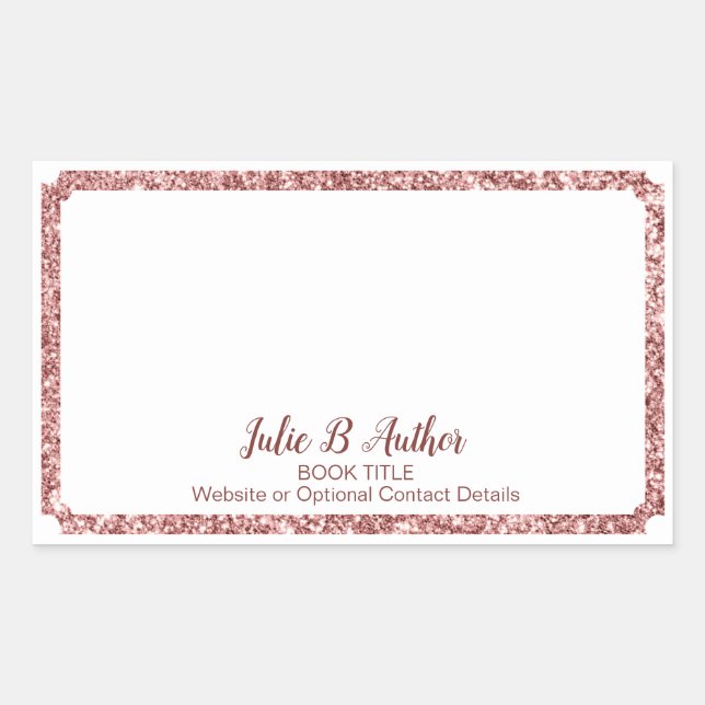 Sticker Rectangulaire Chic Rose Gold Auteur Livre Plaque de signature (Devant)