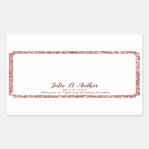 Sticker Rectangulaire Chic Rose Gold Auteur Livre Plaque de signature