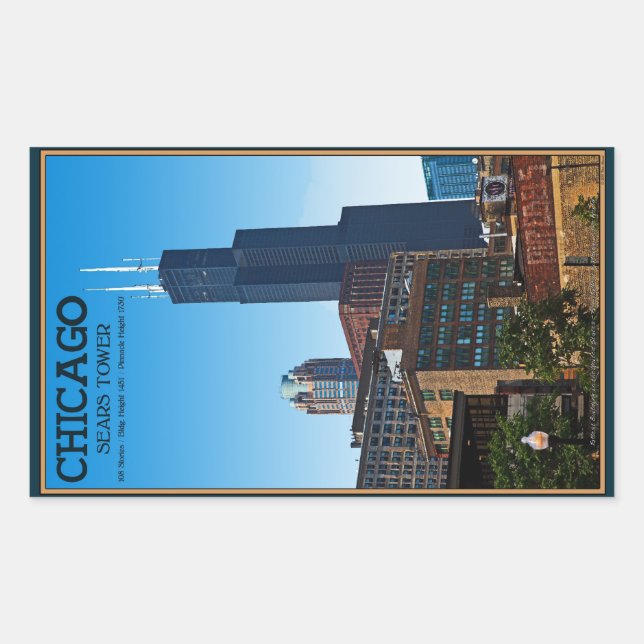 Sticker Rectangulaire Chicago - Tour Sears (Devant)