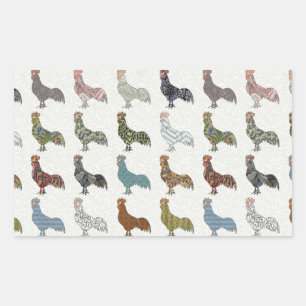 Sticker Rectangulaire Chicken Rooster Coloré ferme Motif