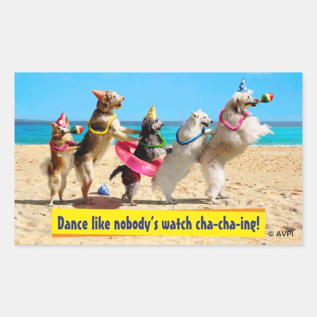 Sticker Rectangulaire Chien Anniversaire Conga Line (Devant)
