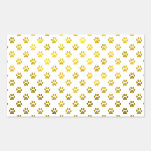 Sticker Rectangulaire Chien Empreinte de patte Or Blanc Métallurgique Fa