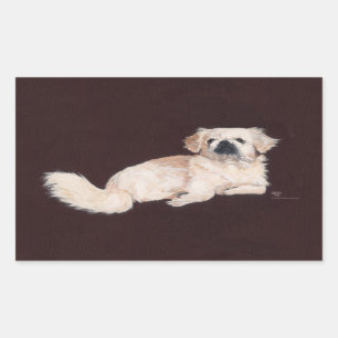 Sticker Rectangulaire Chien Pékinois Blanc