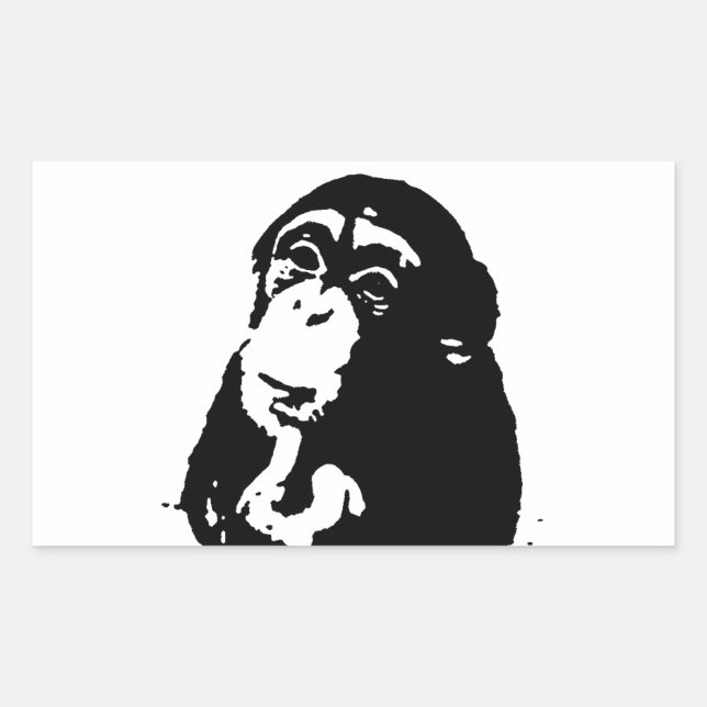 Sticker Rectangulaire Chimpanzé Pop Art Thinking (Devant)