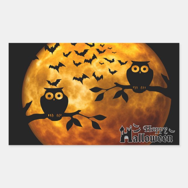Sticker Rectangulaire Chouettes déplaisantes, chauves-souris vampires et (Devant)