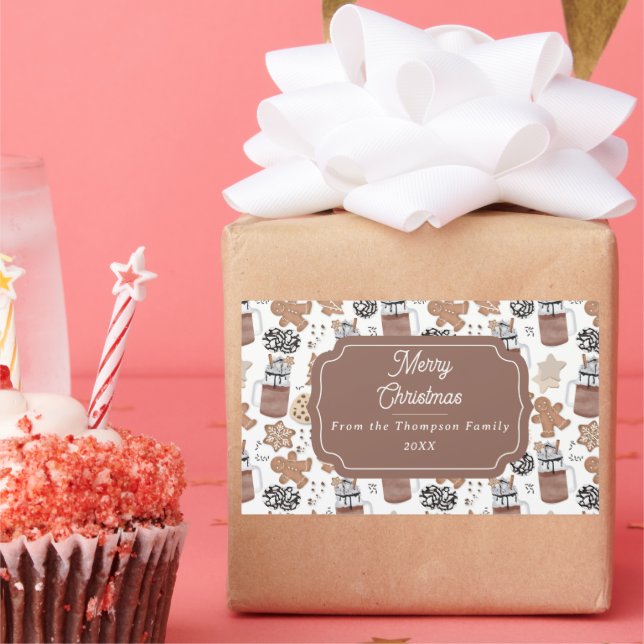 Sticker Rectangulaire Christmas Cookies and Hot Cocoa Holiday Baking (Fête)