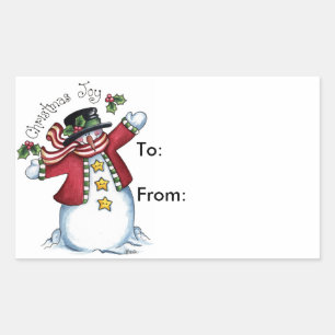 Sticker Rectangulaire Christmas Joy - Tags cadeaux