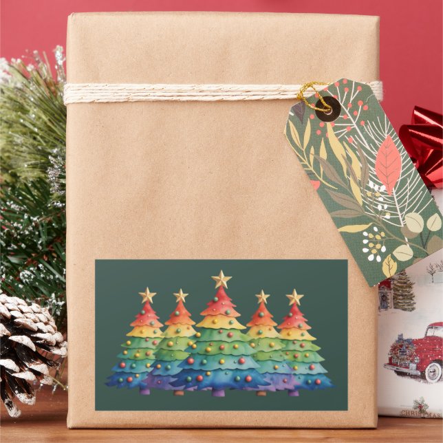 Sticker Rectangulaire Christmas Pride Rainbow LGBTQ Equal Rights Gay  (vacances)