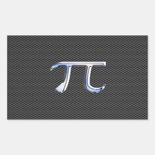 Sticker Rectangulaire Chrome Argent Comme Symbole Pi sur Fibre de Carbon