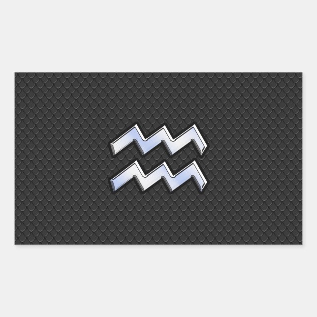 Sticker Rectangulaire Chrome comme Aquarius Zodiac dans la peau de serpe (Devant)